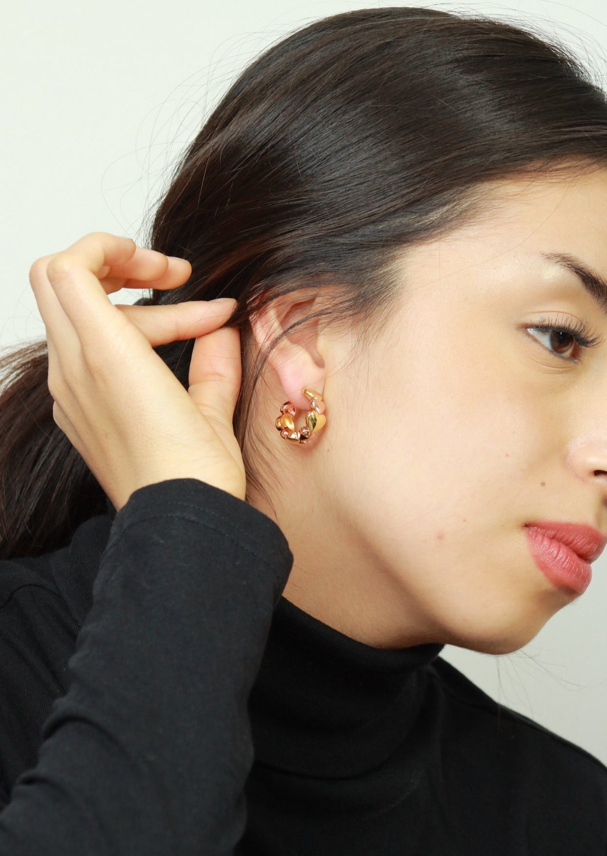 argollas de baño de oro de corazón oro rosa 18k kilates corazones ligeras glowa