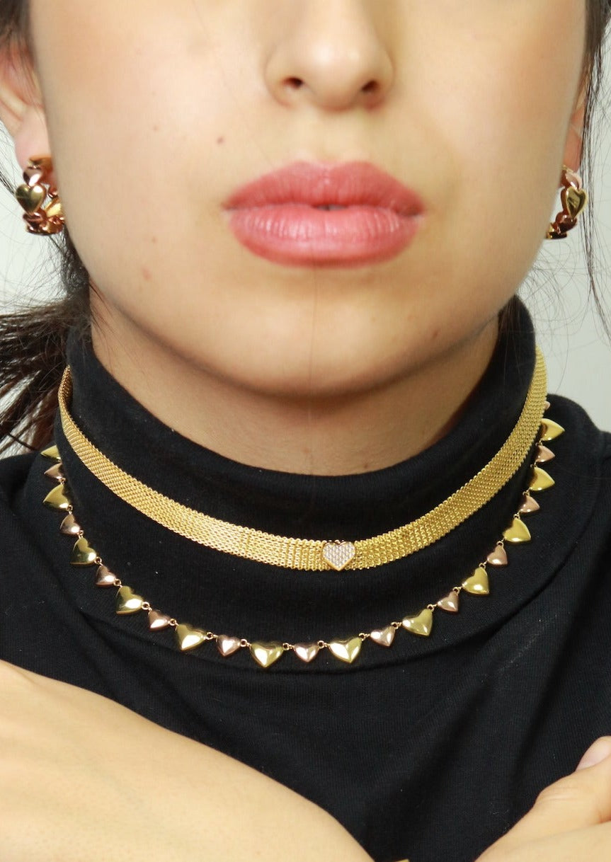 choker de baño de oro y zirconia 18k kilates glowa elegante