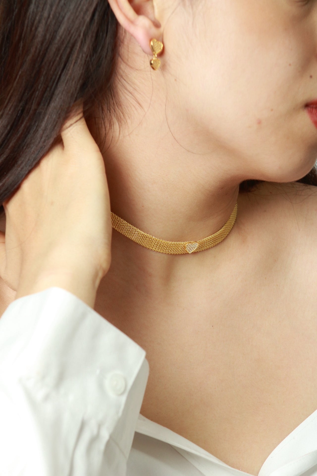 choker de baño de oro y zirconia 18k kilates glowa elegante