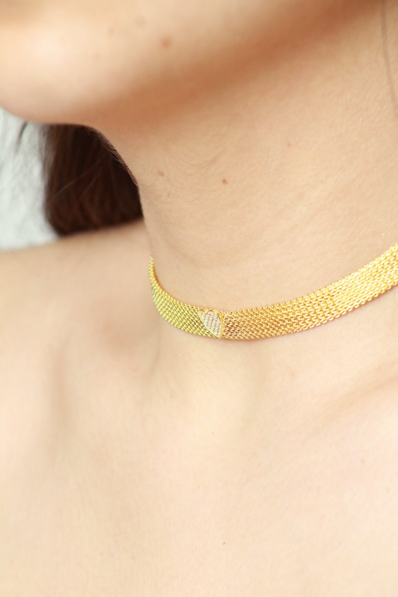 choker de baño de oro y zirconia 18k kilates glowa elegante