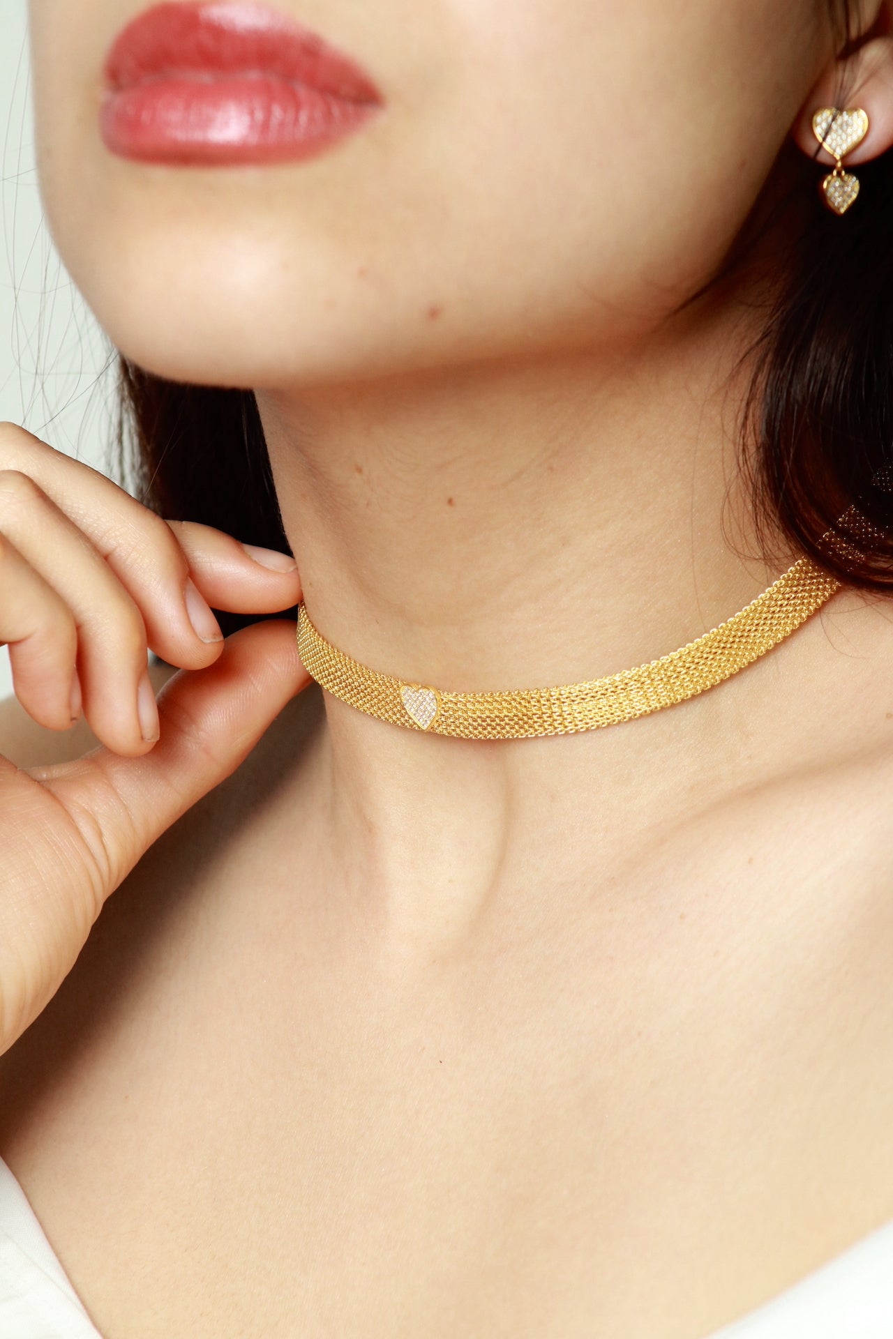 choker de baño de oro y zirconia 18k kilates glowa elegante