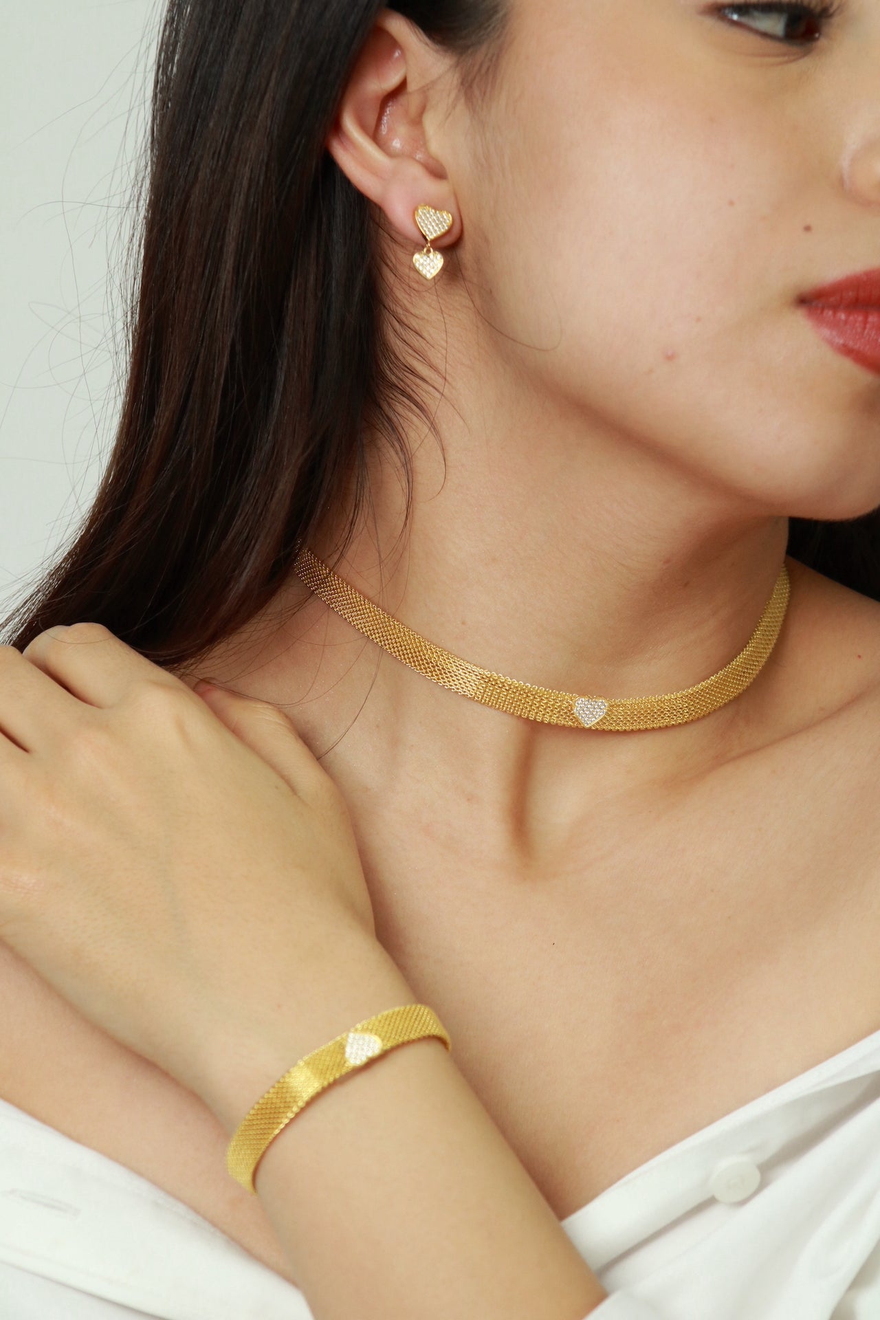 choker de baño de oro y zirconia 18k kilates glowa elegante