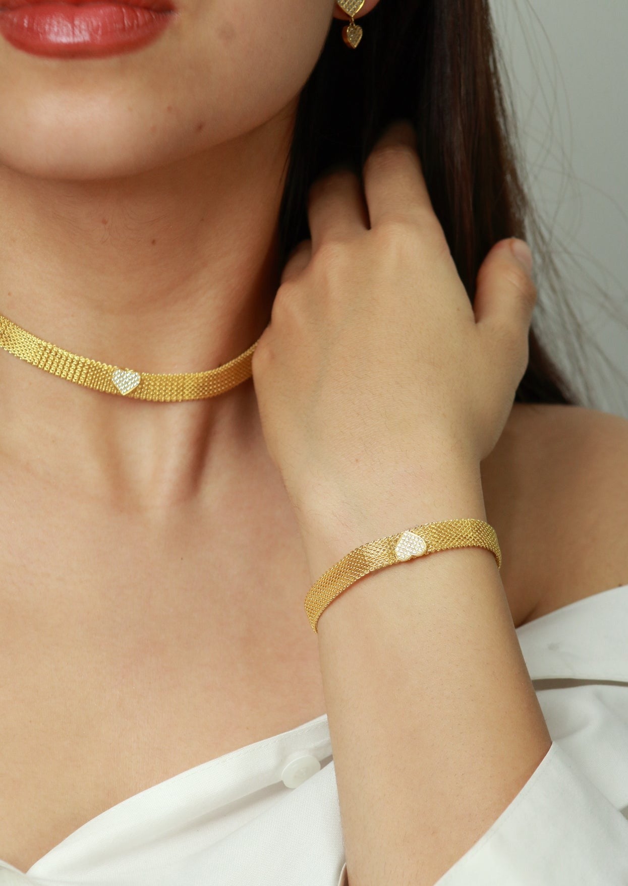 choker de baño de oro y zirconia 18k kilates glowa elegante