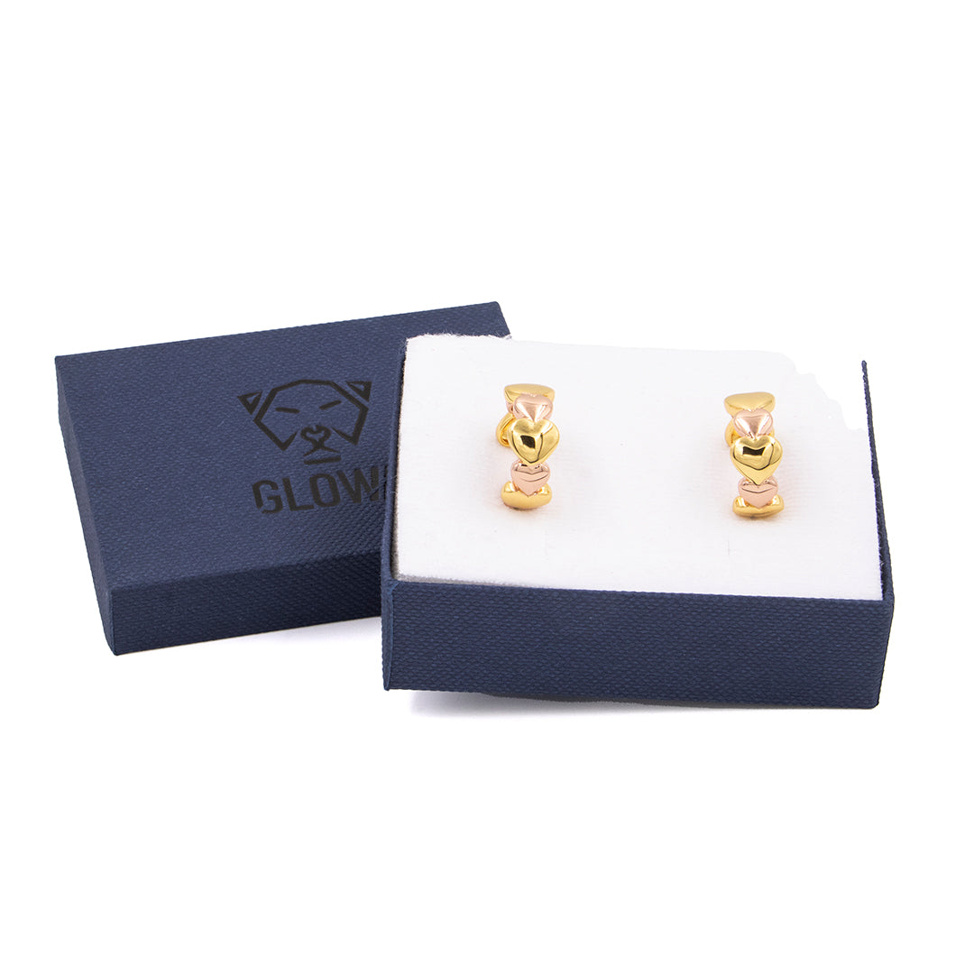argollas de baño de oro de corazón oro rosa 18k kilates corazones ligeras glowa
