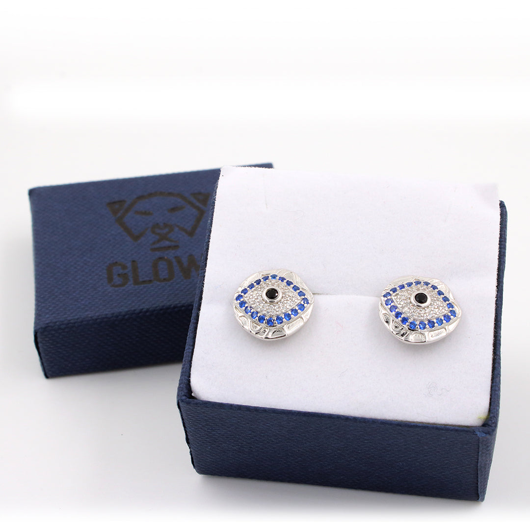 Aretes de ojo turco de plata - Glowa circon zirconia esterlina mujer joyería