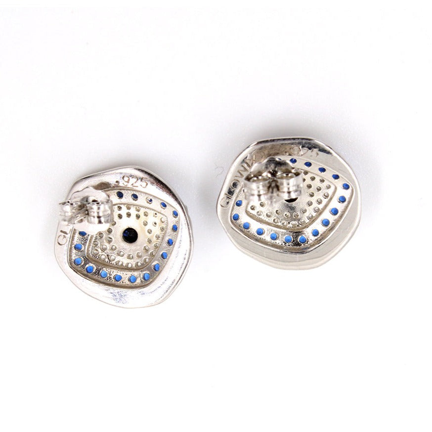 Aretes de ojo turco de plata - Glowa circon zirconia esterlina mujer joyería
