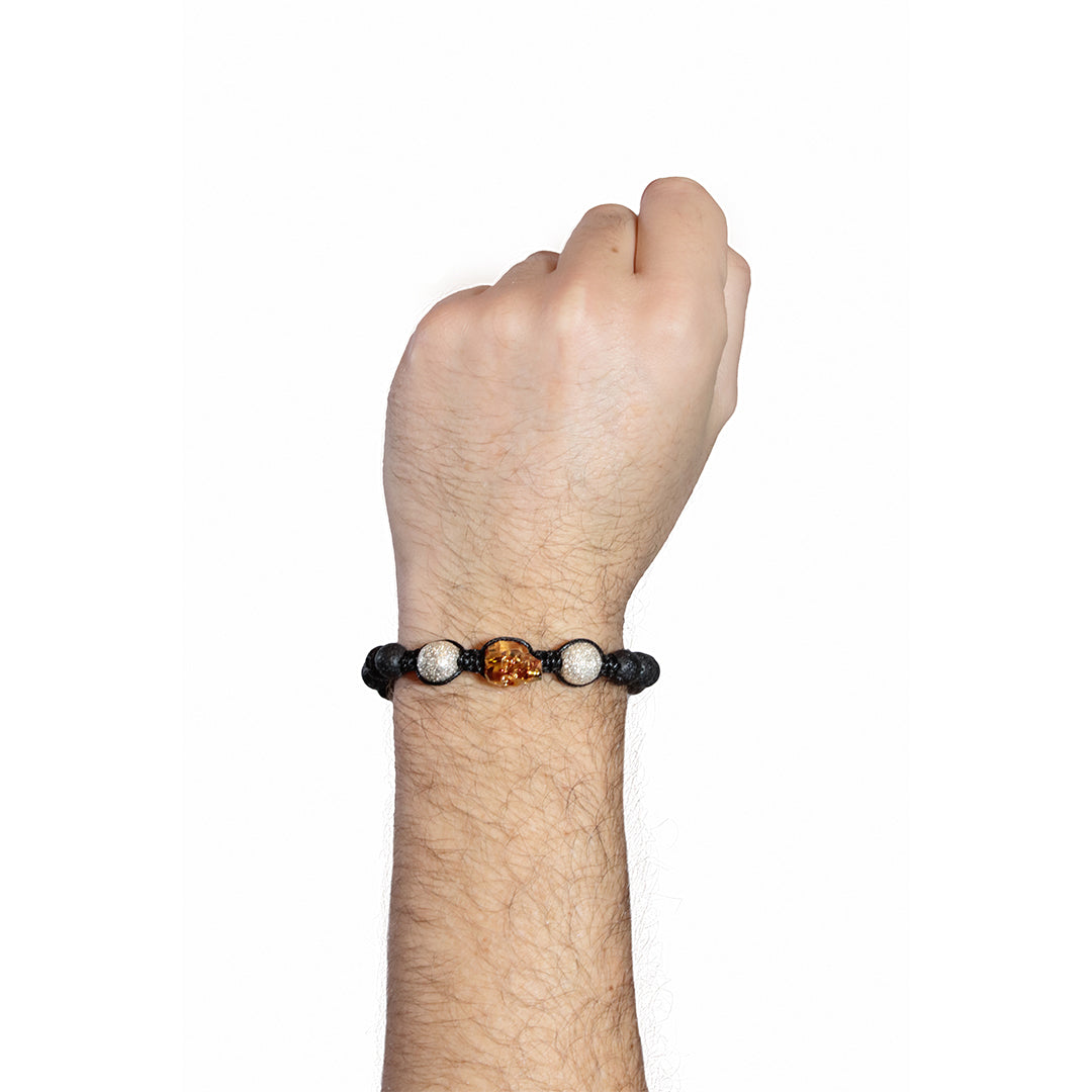 Pulsera Graz Volcánica Gris - Glowa calaca hombre ajustable esterlina .925 plata