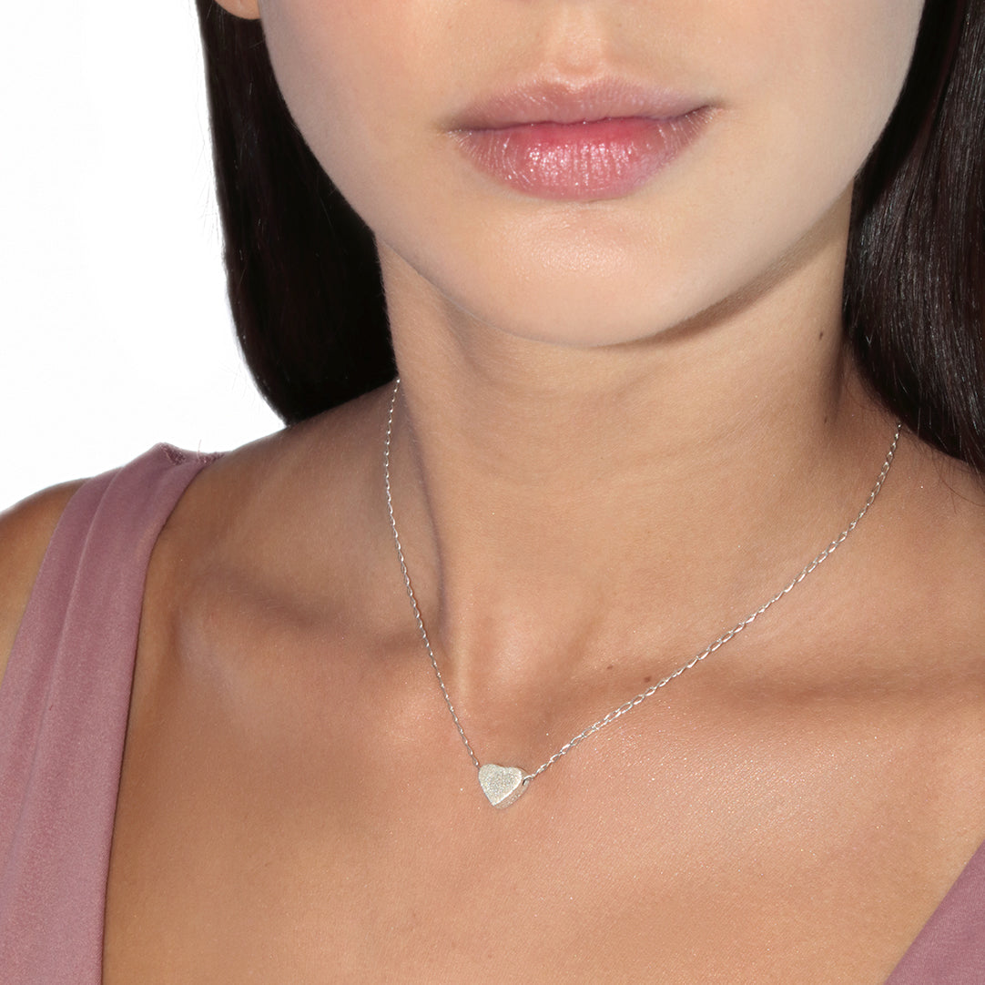 Collar Duo Corazón y Candado para mujeres de plata .925 parejas casual elegante - Glowa