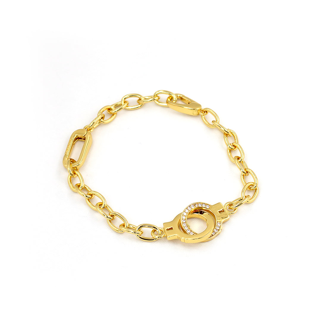 Pulsera esposas - Glowa baño de oro 18 kilates novia novio  pareja