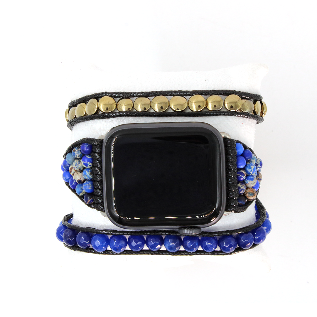 Correa watch jaspe azul dorado 38/40/41 mm - Glowa apple watch serie 7 8 3 ultra SE mujer hombre unisex