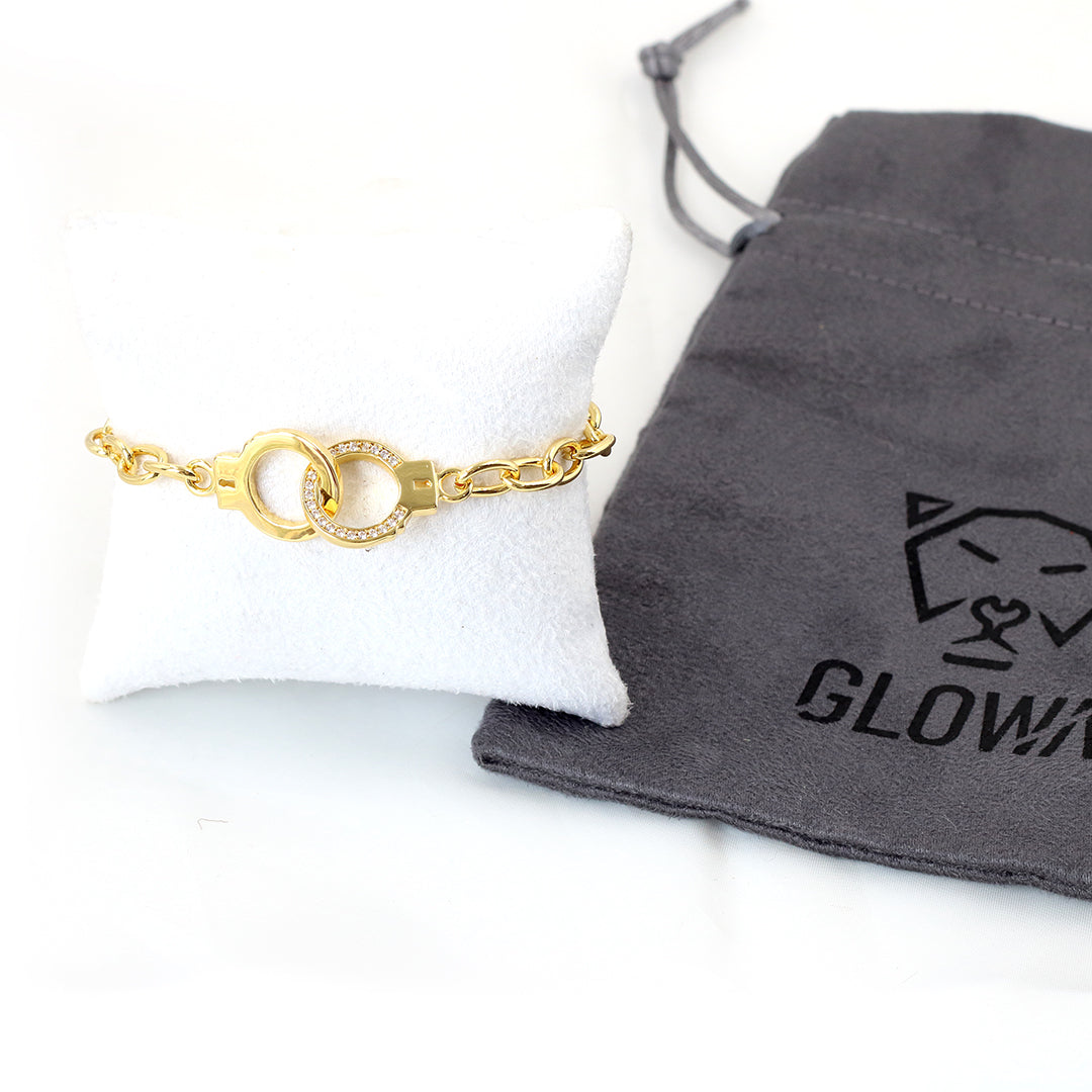 Pulsera esposas - Glowa baño de oro 18 kilates novia 