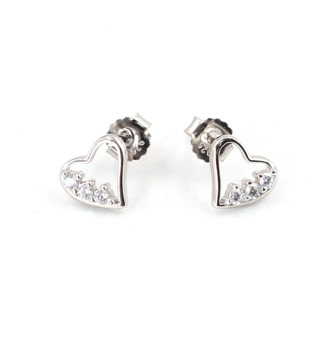 Aretes corazón de plata y zirconias