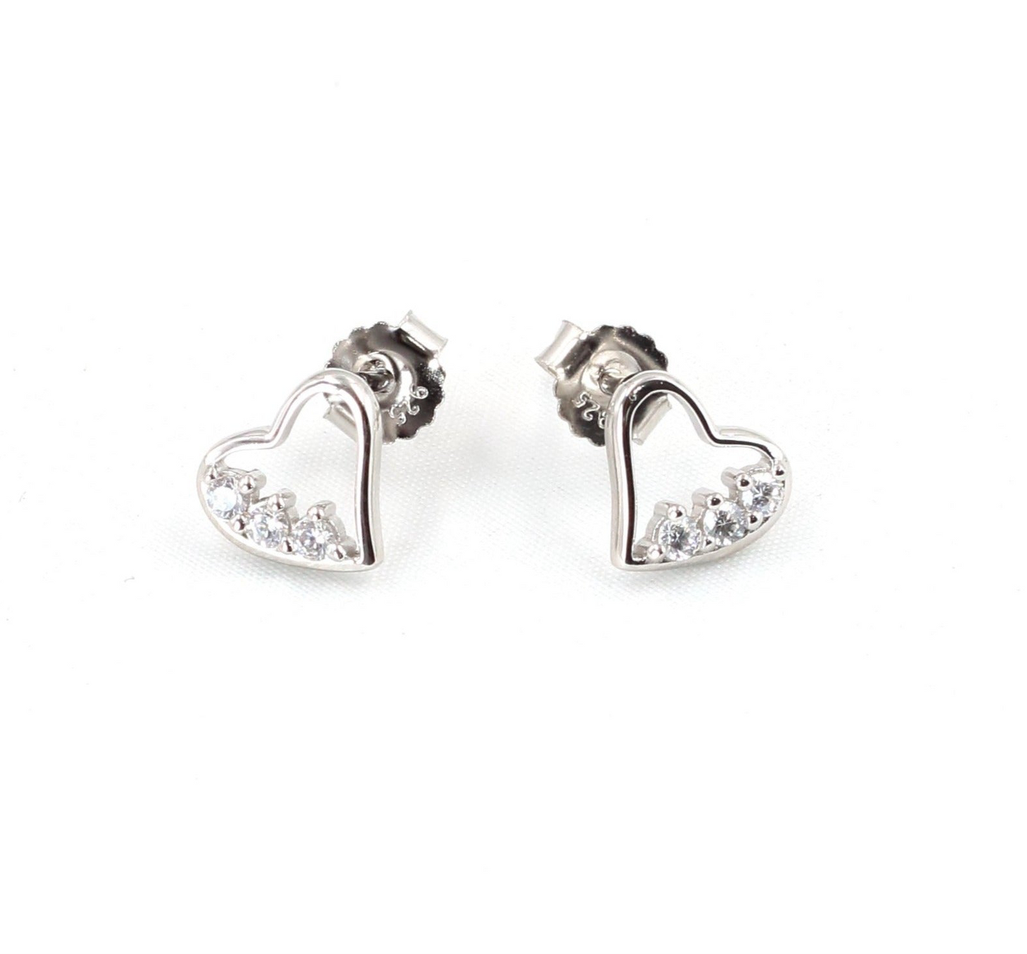 Aretes corazón de plata y zirconias