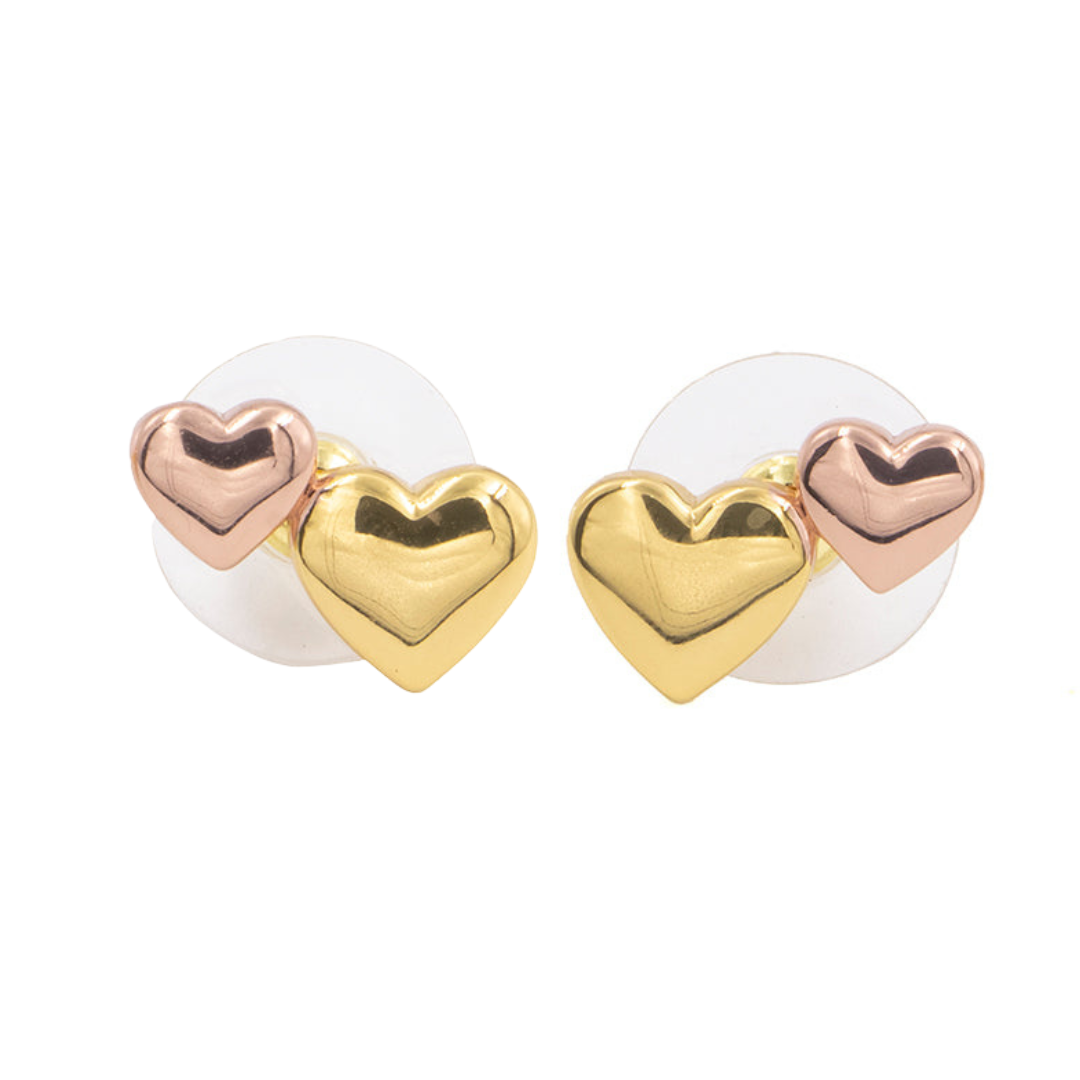 Aretes corazón baño de oro 18k rosa mujer niña antialérgico Glowa ary Tenorio 