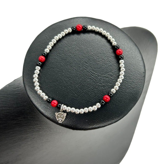 pulsera elastica negra rojo pionia  plata hombre mujer unisex glowa