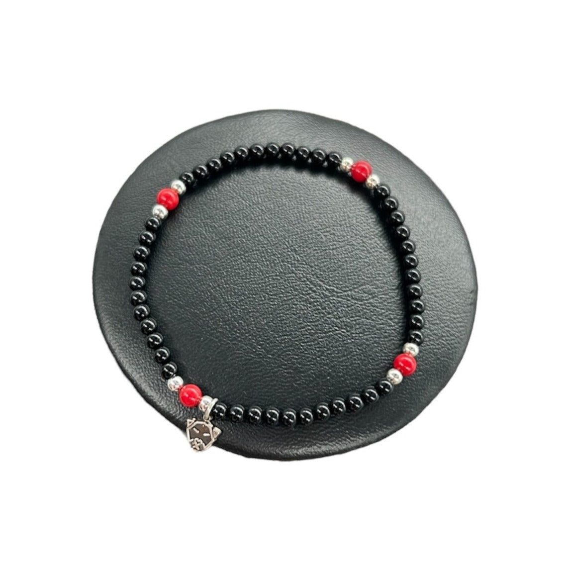 pulsera elastica negra rojo pionia  plata hombre mujer unisex glowa