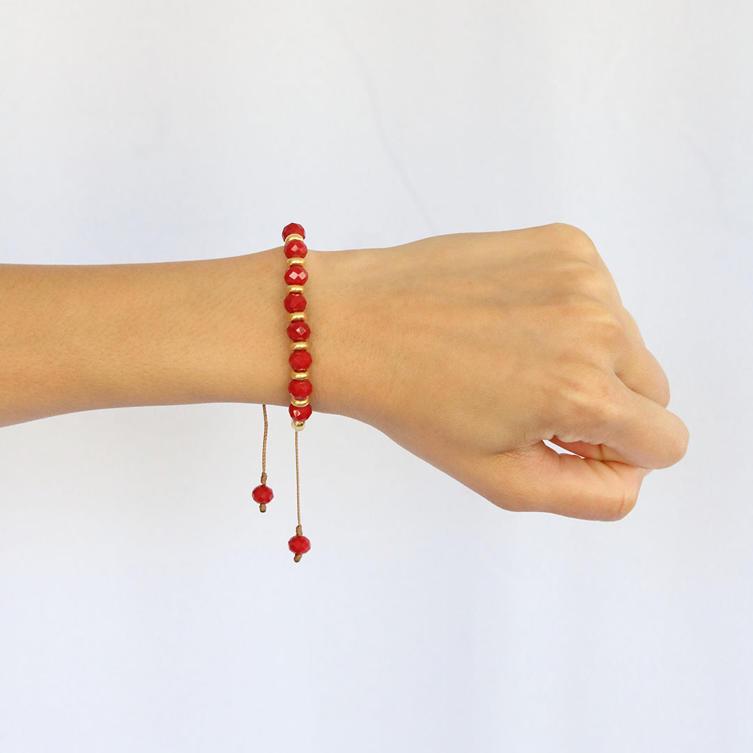 Pulsera de cristal checo rojo vino - Glowa