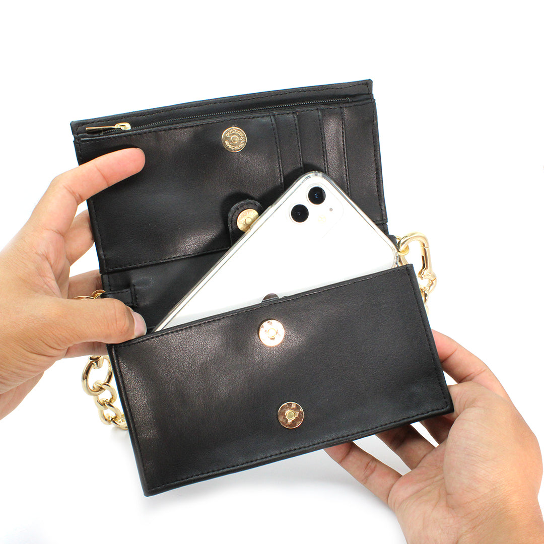 Bolsa mini negro de piel vegana de nopal - Glowa bandolera cruzada bag casual elegante de mano