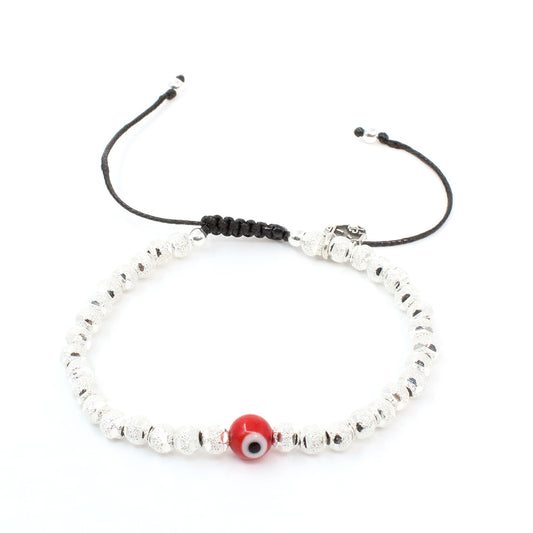 Pulsera Mini Ojo Turco rojo - Glowa ajustable unisex hombre mujer amuleto esterlina .925