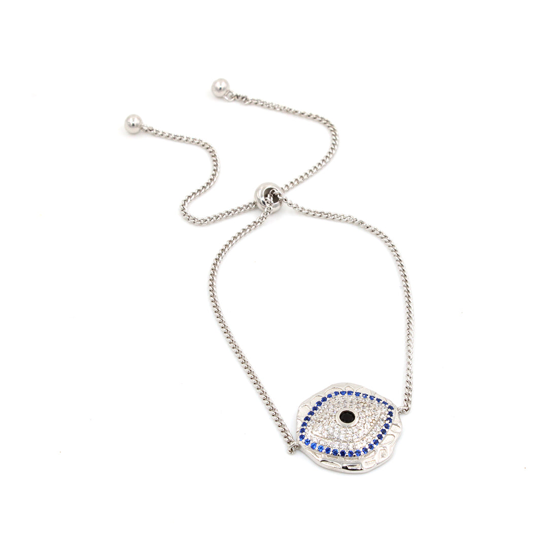 Pulsera de ojo turco de plata - Glowa mujer ajustable protección amuleto
