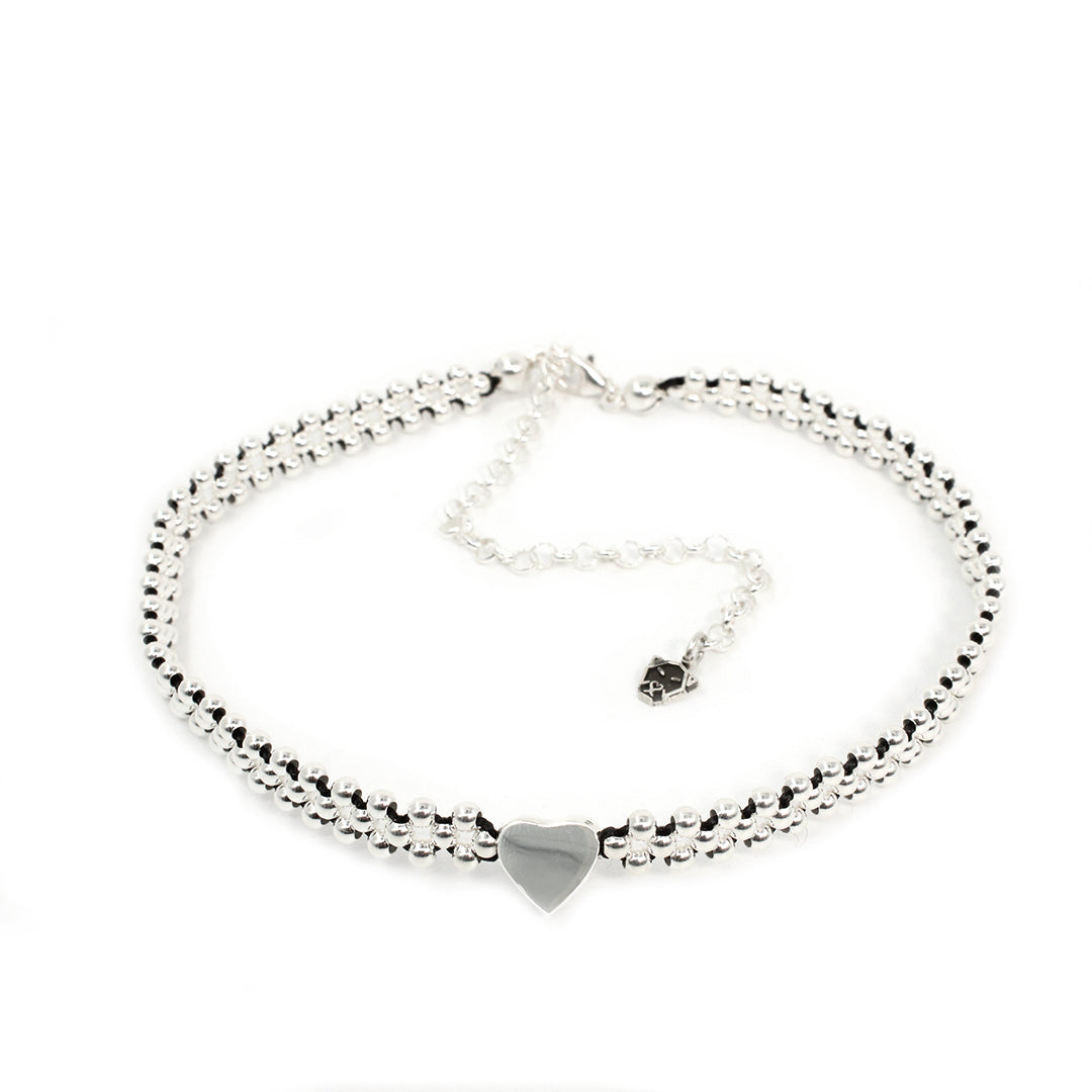 Choker Mini Corazón tejido en plata 925 para mujer elegante casual ajustable  Glowa esterlina