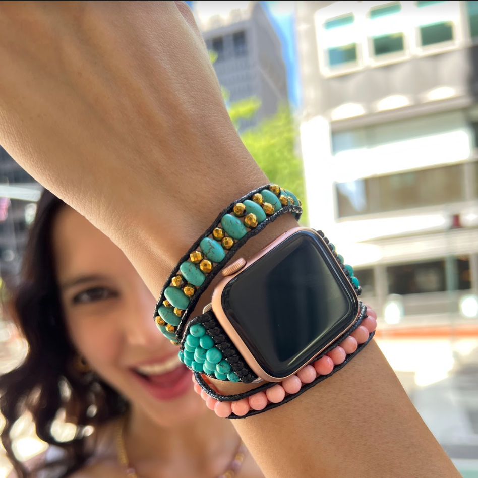 Correa reloj watch turquesa dorado rosa 38 40 41 mm - Glowa apple watch serie 7 8 ultra SE