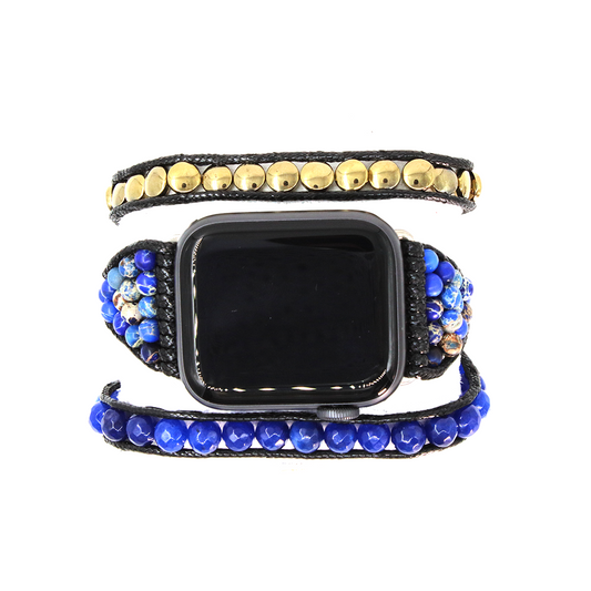 Correa watch jaspe azul dorado 38/40/41 mm - Glowa apple watch serie 7 8 3 ultra SE mujer hombre unisex