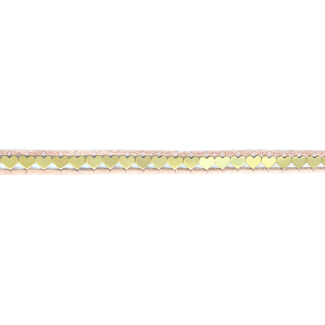 Choker - Pulsera tejido artesanal Cuore Corazón casual para mujer y baño de oro echapado collar ajustable - Glowa