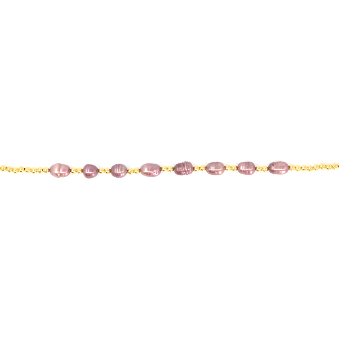 Collar Perla Morada  gargantilla  para mujer elegante casual baño de oro 24k enchapado ajustable - Glowa- Glowa
